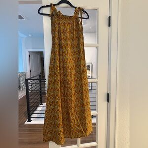 Ex Voto Floral Yellow Sleeveless Tie String Maxi Dress SZ XS/S NWT